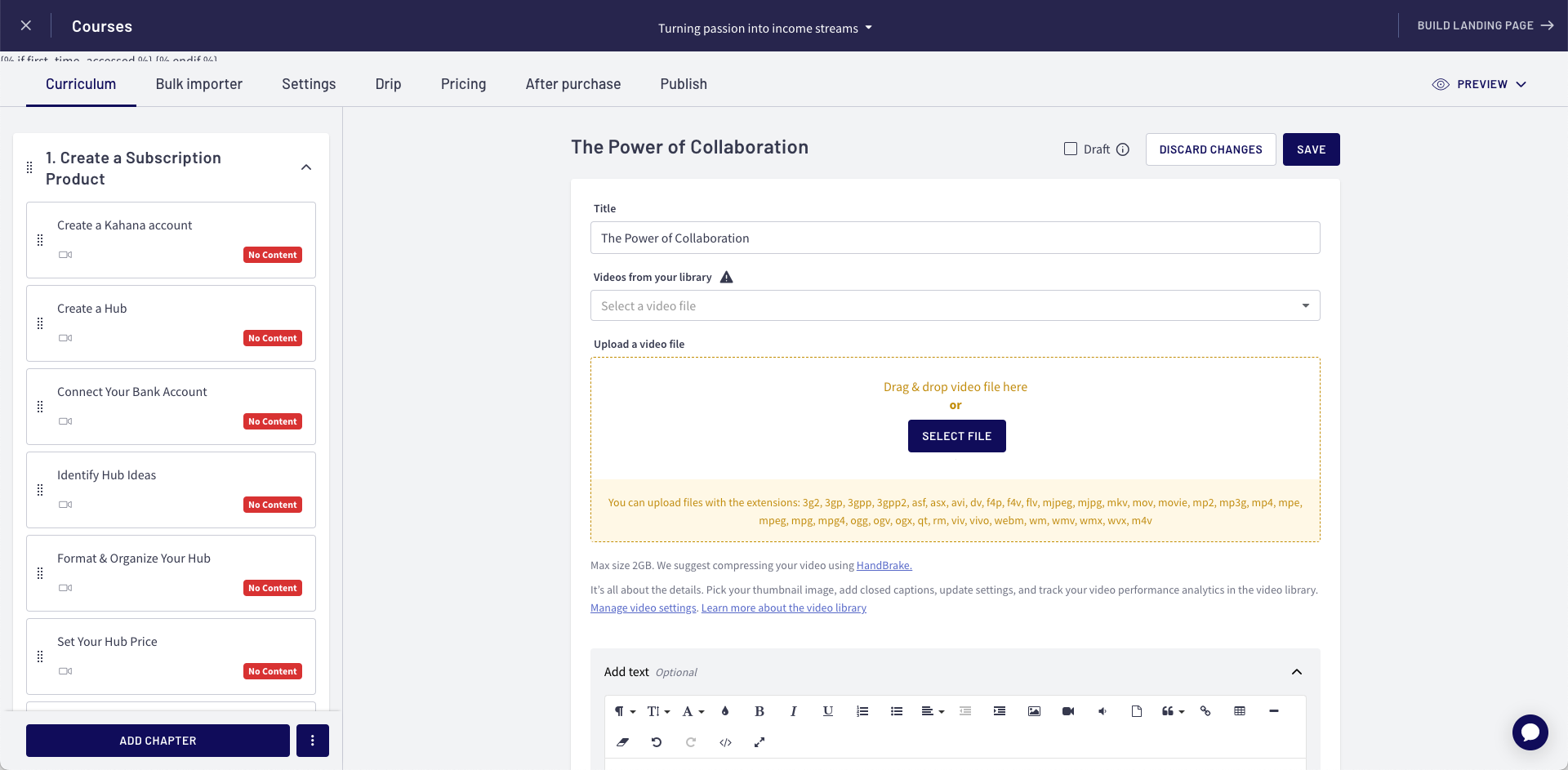 Thinkific course builder dashboard